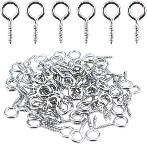 100PCS Heavy Duty Screw Eye Bolt Eye Hook Screw Stainless Steel Sheep Eye Screw 1.4x7x15MM for Hanging Photo DIY Earring Clay Resin Pendant Fixed Item and Christmas Tree Decoration in Saudi Arabia