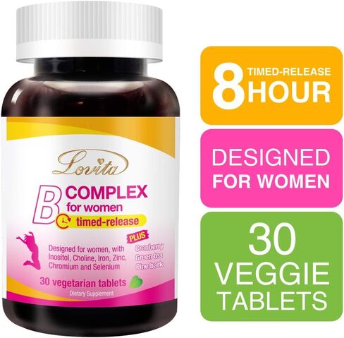 B Complex Supplement for Women - High Potency Timed Release with Iron, Vitamin C, Cranberry, Pine Bark, Green Tea, 30 Vegetarian Tablets in Saudi Arabia
