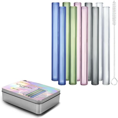 Glass Tubes Gift Box Series with Cleaning Brush 4.72 inch 12mm OD 2mm Thick Wall Tubing Borosilicate Blowing Tubes (10pcs Clear Tubes) in Saudi Arabia