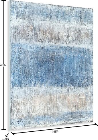 MYBEAUTYWALLA Abstract Blue Canvas Wall Art - Modern Vertical Oil Paintings with Textured - Contemporary Artwork for Hallway Living Room Bedroom Decor in Saudi Arabia