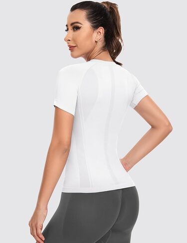 MathCat Short Sleeve Workout Tops for Women,Workout Shirts for Women,Seamless Yoga Athletic Shirts Gym Running Shirts in Kuwait