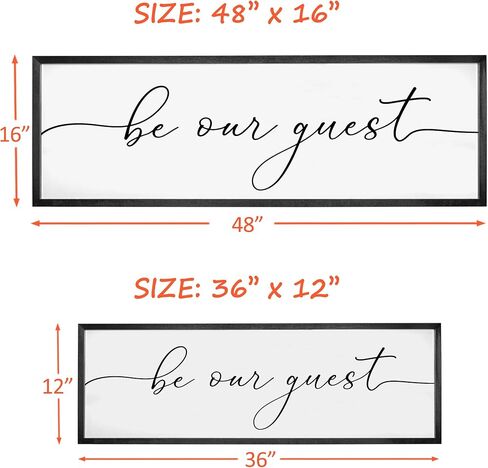 Be Our Guest Framed Wall Sign For Farmhouse Home Decor Bedroom Wall Decor Above Bed Guest Room Decor Wall Art Living Room Decor (36x12 inch, Black) in Kuwait