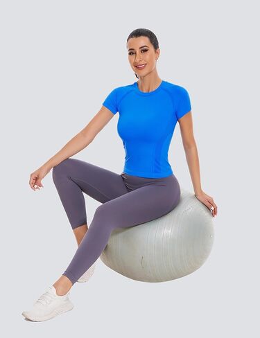 MathCat Short Sleeve Workout Tops for Women,Workout Shirts for Women,Seamless Yoga Athletic Shirts Gym Running Shirts in Kuwait