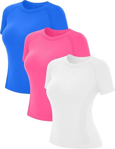 MathCat Short Sleeve Workout Tops for Women,Workout Shirts for Women,Seamless Yoga Athletic Shirts Gym Running Shirts in Kuwait