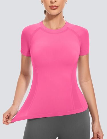 MathCat Short Sleeve Workout Tops for Women,Workout Shirts for Women,Seamless Yoga Athletic Shirts Gym Running Shirts in Kuwait