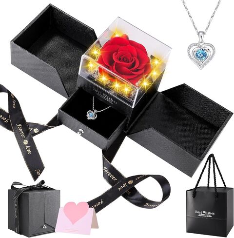 Preserved Rose with Necklace, Eternal Flowers Rose Gifts for Women [Mom Wife Girlfriend Bestie Sister] on Mothers Day Valentines Christmas Birthday Anniversary Romantic Gifts for Her (Fawn) in Saudi Arabia
