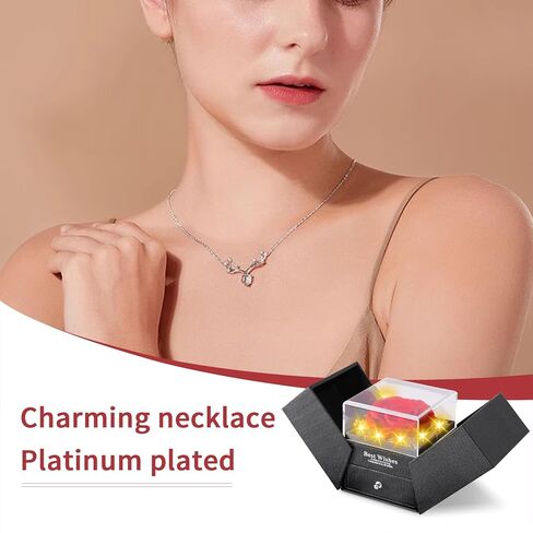 وردة محفوظة مع قلادة، هدايا زهور أبدية للنساء [أم زوجة وصديقة أخت بيستي] في عيد الأم، عيد الحب، عيد الميلاد، الذكرى السنوية، هدايا رومانسية لها (شفافة القلب) in Kuwait