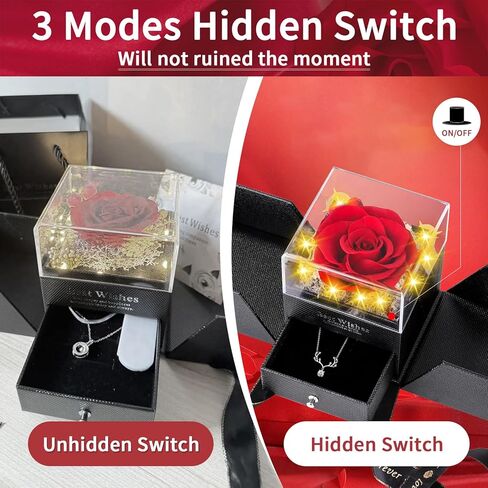 وردة محفوظة مع قلادة، هدايا زهور أبدية للنساء [أم زوجة وصديقة أخت بيستي] في عيد الأم، عيد الحب، عيد الميلاد، الذكرى السنوية، هدايا رومانسية لها (شفافة القلب) in Kuwait