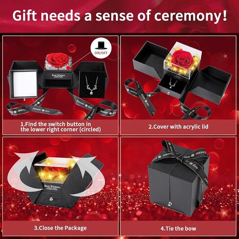 وردة محفوظة مع قلادة، هدايا زهور أبدية للنساء [أم زوجة وصديقة أخت بيستي] في عيد الأم، عيد الحب، عيد الميلاد، الذكرى السنوية، هدايا رومانسية لها (شفافة القلب) in Kuwait