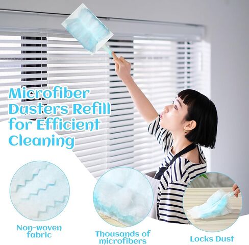 300 Pcs Disposable Dusters Refills Bulk Heavy Duty Dusters Refills 180° Multi Surface Replacement Dusters for Cleaning Ceiling Fan with Microfibers Unscented in Saudi Arabia