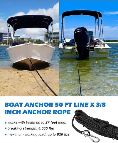 39'' Sand Spike Boat Anchor Pole, with Stainless Steel Boat Anchor Hook and Boat Anchor Line 50ft, for Shallow Water Shore, Beach, Sandbar in Kuwait