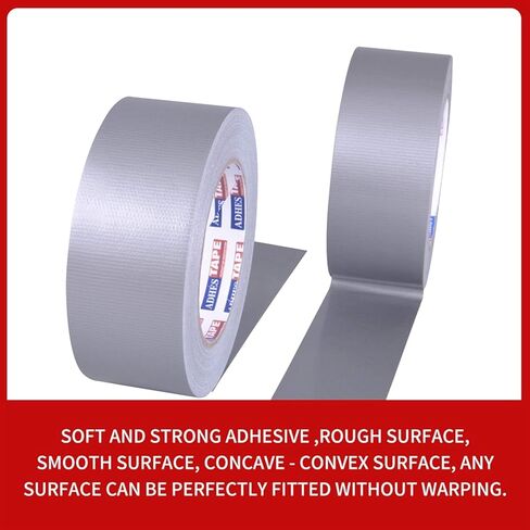 شريط لاصق ADHES عالي التحمل مقاوم للماء 1.88 بوصة × 164 قدم (55YD) لاصق قوي ولا يترك بقايا شريط لاصق فضي للإصلاحات الداخلية والخارجية، صناعي، استخدام احترافي in Kuwait