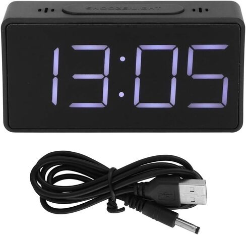 Mumusuki Digital Alarm Clock for Bedroom, Simple Electronic Clock LED Digital Bedside Alarm Clock with Snooze Function USB Charger for Student Home Use (Black) in Kuwait