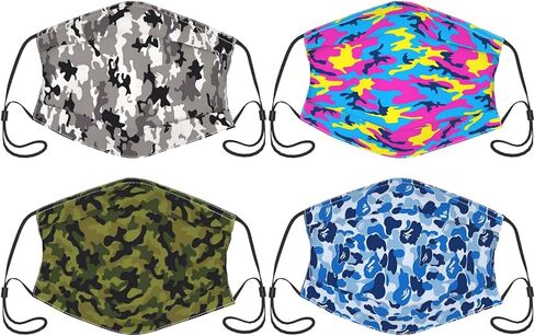 4pcs Face Mask With Filter Pocket Washable Reusable Face Bandanas Balaclava For Men Women in Saudi Arabia
