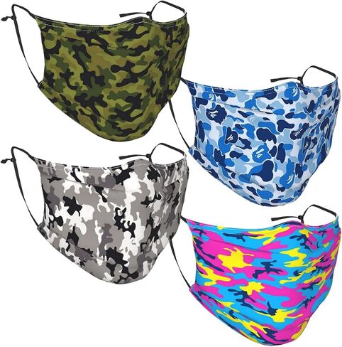 4pcs Face Mask With Filter Pocket Washable Reusable Face Bandanas Balaclava For Men Women in Saudi Arabia