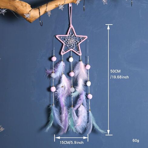 Dream Catchers, Moon Dream Catcher with Lights Dreamcatcher Bedroom Wall Décor Catcher Girls Room Decor Teenager,Moon Gifts Dream Catchers for Mom Women-Moon Catcher Feather Wall Décor(Moon) in Saudi Arabia