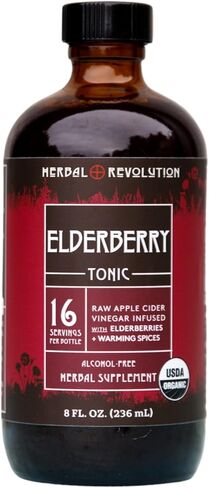 Herbal Revolution Digestive Tonic - Certified Organic Non-GMO Apple Cider Vinegar Infused with Honey, Burdock Root, Dandelion, Lemon Balm & More, Made Using Regenerative Farming Practices - 8 Fl Oz in Saudi Arabia