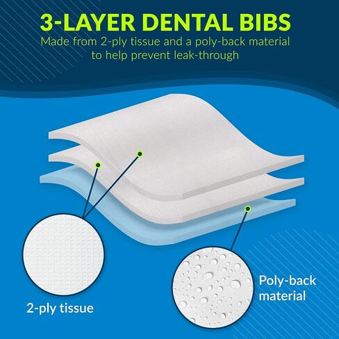 TIDI 917468 Choice Dental Bib, Peach, 3 Layers, 13" W x 18" L (Pack of 500) ― Disposable Dental Bibs ― Embossed ― 2-Ply Tissue ― Poly Back To Help Prevent Leak-Through ― Nail Towels ― Tattoo Bibs in Saudi Arabia