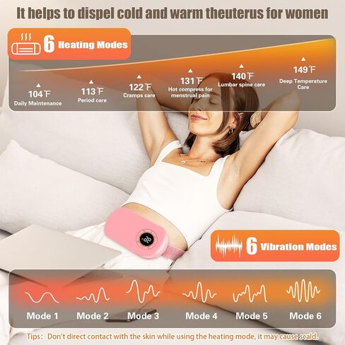 Portable Cordless Heating Pad, Heating Pad for Period Cramps with 6 Heating Levels and 6 Massage Modes, Menstrual Heating Pad with 3 Timer Auto Off Setting in Saudi Arabia