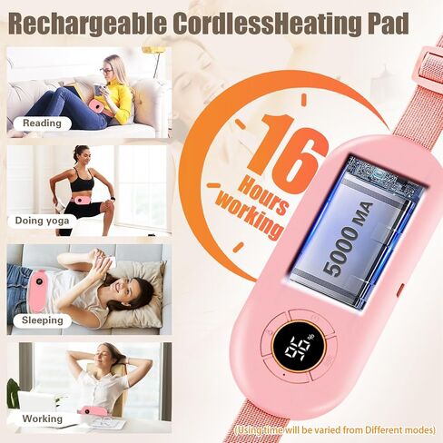 Portable Cordless Heating Pad, Heating Pad for Period Cramps with 6 Heating Levels and 6 Massage Modes, Menstrual Heating Pad with 3 Timer Auto Off Setting in Saudi Arabia