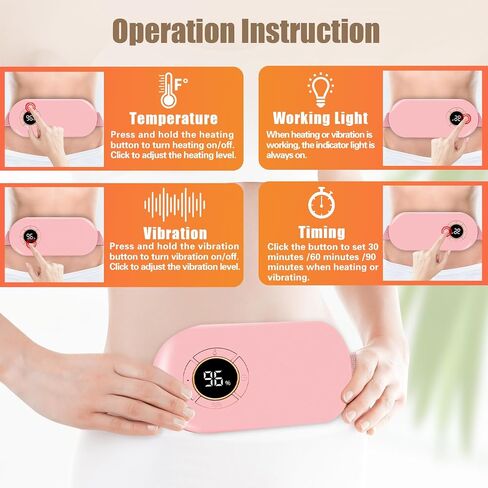 Portable Cordless Heating Pad, Heating Pad for Period Cramps with 6 Heating Levels and 6 Massage Modes, Menstrual Heating Pad with 3 Timer Auto Off Setting in Saudi Arabia
