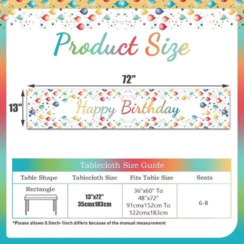 Netnology Black Happy Birthday Table Runner Decorations,Colorful Balloons and Stars Table Runner Birthday Decorations for Women Men Indoor Home Kitchen Party Decor 13 x 72 Inch in Saudi Arabia