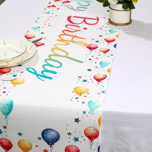 Netnology Black Happy Birthday Table Runner Decorations,Colorful Balloons and Stars Table Runner Birthday Decorations for Women Men Indoor Home Kitchen Party Decor 13 x 72 Inch in Saudi Arabia