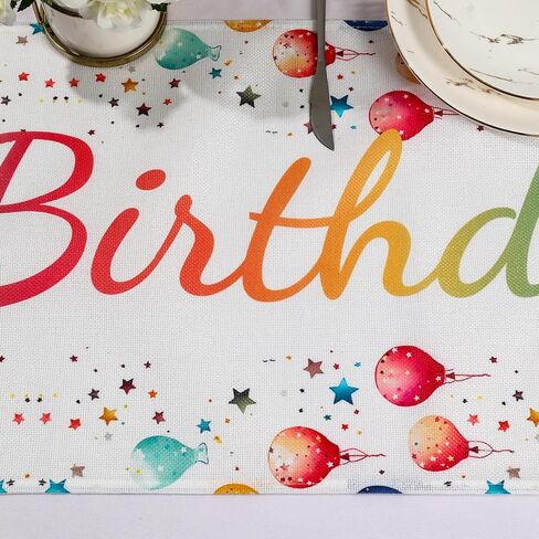 Netnology Black Happy Birthday Table Runner Decorations,Colorful Balloons and Stars Table Runner Birthday Decorations for Women Men Indoor Home Kitchen Party Decor 13 x 72 Inch in Saudi Arabia