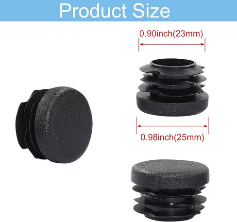 Murtenze 48 PCS 7/8 Inch Round Plastic Plug - Black End Caps Included - Sturdy Chair Glide Insert Finishing Plug for Fencing Posts and Furniture in Saudi Arabia