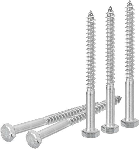 M6x60mm Hex Lag Bolts -15 Pack - for Woodworking, Furniture - 304 Stainless Steel Partial Thread Hexagon Head Lag Screws for Wood - Silver in Saudi Arabia
