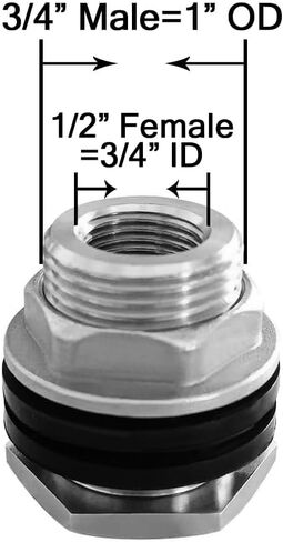 Joywayus 1/2 "NPT أنثى x 3/4" GHT ذكر الفولاذ المقاوم للصدأ تركيب الحاجز السائبة وصلة أنابيب الرأس الحاجز خزان تركيب المقرنة in Kuwait