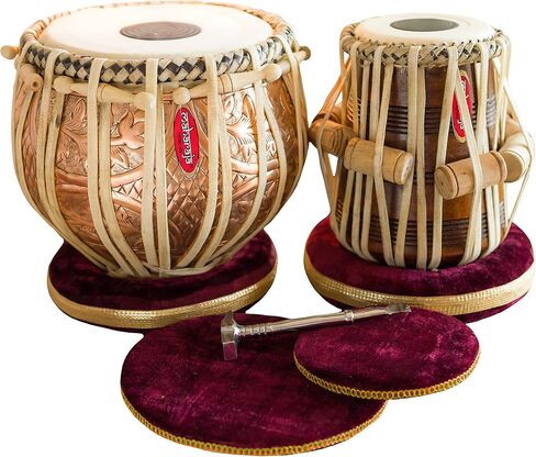 مجموعة طبلة طبلة من مهراجا ميوزيكالز، احترافية، بيان نحاسي 3.5 كجم - نحت مصمم، شيشام طبلة ديان، حقيبة مبطنة، مطرقة، وسائد، غطاء، آلة الطبلة الموسيقية (PDI-CJH) in Kuwait