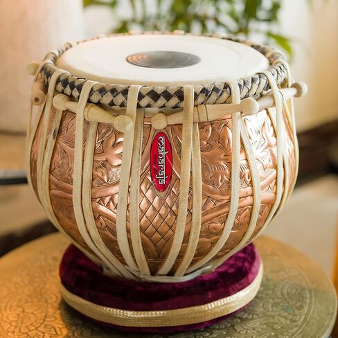 مجموعة طبلة طبلة من مهراجا ميوزيكالز، احترافية، بيان نحاسي 3.5 كجم - نحت مصمم، شيشام طبلة ديان، حقيبة مبطنة، مطرقة، وسائد، غطاء، آلة الطبلة الموسيقية (PDI-CJH) in Kuwait