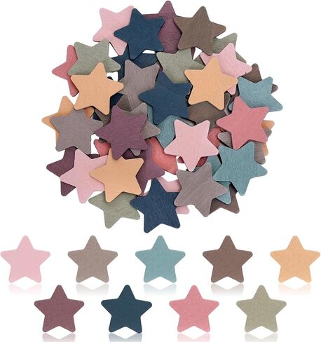 45Pcs Star Extra Tokens for Reward Jar Colorful Star Shape Wooden Cutouts with Linen Pocket 5 Colors Wooden Tokens for Student Teacher Home Classroom in Saudi Arabia