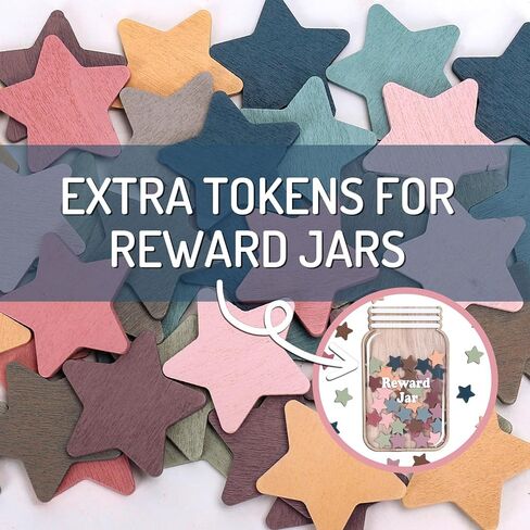 45Pcs Star Extra Tokens for Reward Jar Colorful Star Shape Wooden Cutouts with Linen Pocket 5 Colors Wooden Tokens for Student Teacher Home Classroom in Saudi Arabia