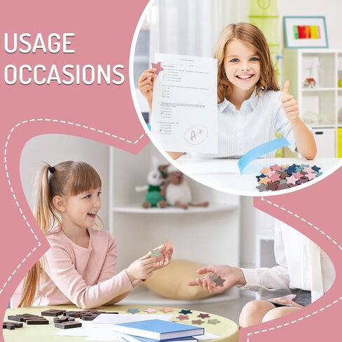 45Pcs Star Extra Tokens for Reward Jar Colorful Star Shape Wooden Cutouts with Linen Pocket 5 Colors Wooden Tokens for Student Teacher Home Classroom in Saudi Arabia