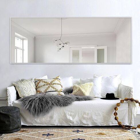 Natsukage 64"x21" Full Length Mirror Full Body Mirror Wall Mirror Full Length Standing Mirror Large Floor Mirror Standing Hanging or Leaning Against Wall Aluminum Alloy Frame(Silver) in Saudi Arabia