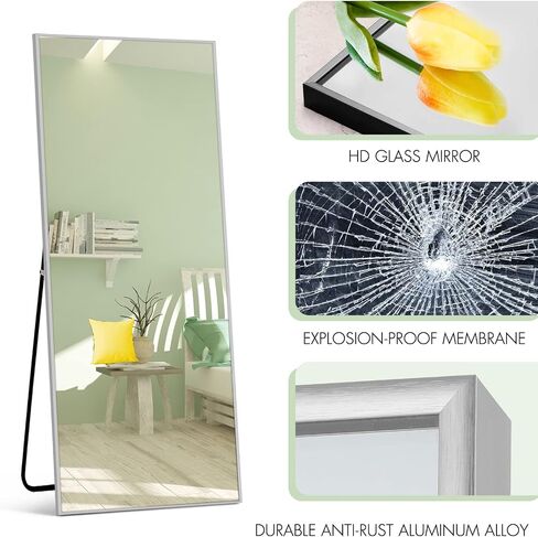 Natsukage 64"x21" Full Length Mirror Full Body Mirror Wall Mirror Full Length Standing Mirror Large Floor Mirror Standing Hanging or Leaning Against Wall Aluminum Alloy Frame(Silver) in Saudi Arabia