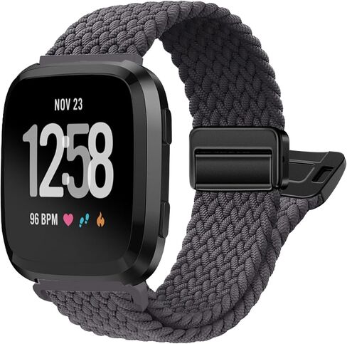 Stretchy-Band for Fitbit-Versa-2 Bands for Women-Men - Magnetic Clasp Breathable Replacement Strap for Fitbit Versa 2 / Versa/Versa Lite/Versa SE Watch Accessories, Grape Purple in Saudi Arabia