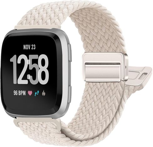 Stretchy-Band for Fitbit-Versa-2 Bands for Women-Men - Magnetic Clasp Breathable Replacement Strap for Fitbit Versa 2 / Versa/Versa Lite/Versa SE Watch Accessories, Grape Purple in Saudi Arabia