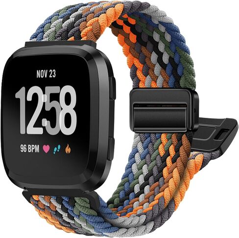 Stretchy-Band for Fitbit-Versa-2 Bands for Women-Men - Magnetic Clasp Breathable Replacement Strap for Fitbit Versa 2 / Versa/Versa Lite/Versa SE Watch Accessories, Grape Purple in Saudi Arabia