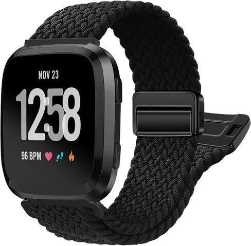 Stretchy-Band for Fitbit-Versa-2 Bands for Women-Men - Magnetic Clasp Breathable Replacement Strap for Fitbit Versa 2 / Versa/Versa Lite/Versa SE Watch Accessories, Grape Purple in Saudi Arabia