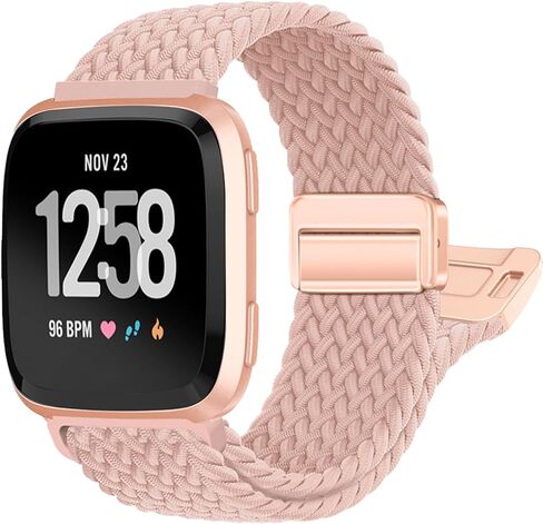 Stretchy-Band for Fitbit-Versa-2 Bands for Women-Men - Magnetic Clasp Breathable Replacement Strap for Fitbit Versa 2 / Versa/Versa Lite/Versa SE Watch Accessories, Grape Purple in Saudi Arabia