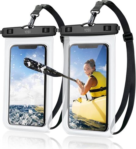 جراب هاتف مقاوم للماء من YOSH [عبوة من قطعتين]، حقيبة هاتف مقاومة للماء IPX8 للسباحة مع حبل مطور قابل للتعديل لهاتف iPhone 15 14 13 12 11 Pro Max Samsung S24 S22 Ultra Huawei - حتى 6.8 بوصة in Kuwait