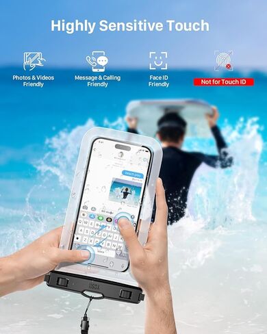 جراب هاتف مقاوم للماء من YOSH [عبوة من قطعتين]، حقيبة هاتف مقاومة للماء IPX8 للسباحة مع حبل مطور قابل للتعديل لهاتف iPhone 15 14 13 12 11 Pro Max Samsung S24 S22 Ultra Huawei - حتى 6.8 بوصة in Kuwait