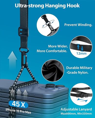 جراب هاتف مقاوم للماء من YOSH [عبوة من قطعتين]، حقيبة هاتف مقاومة للماء IPX8 للسباحة مع حبل مطور قابل للتعديل لهاتف iPhone 15 14 13 12 11 Pro Max Samsung S24 S22 Ultra Huawei - حتى 6.8 بوصة in Kuwait