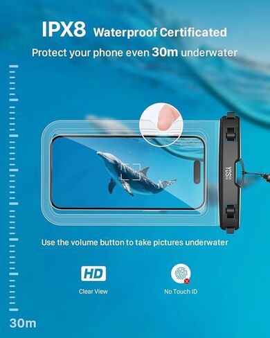 جراب هاتف مقاوم للماء من YOSH [عبوة من قطعتين]، حقيبة هاتف مقاومة للماء IPX8 للسباحة مع حبل مطور قابل للتعديل لهاتف iPhone 15 14 13 12 11 Pro Max Samsung S24 S22 Ultra Huawei - حتى 6.8 بوصة in Kuwait