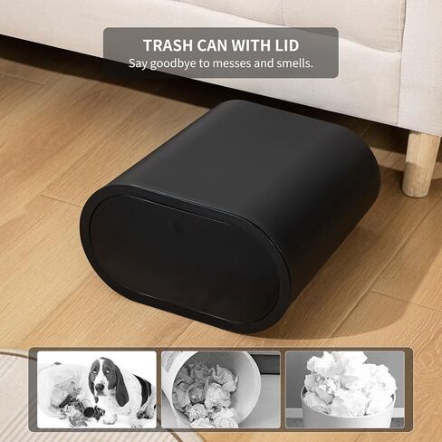 2 Pack Bathroom Trash Can with Lid, 4 Gallon/15L Narrow Garbage Can with Press Top Lid, Covered Trash Bin, Plastic Trashcan Slim Waste Basket for Kitchen, Bedroom, Office, Craft Room, Laundry, White in Saudi Arabia