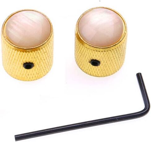 ROZILO 2pcs Black with White Pearl Cap Guitar Control Metal Knob Guitar Dome Knobs for Tele/Telecaster in Saudi Arabia