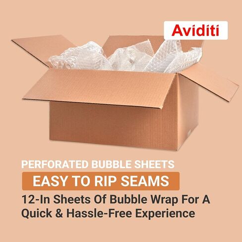 Aviditi Bubble Wrap Roll 1/2" x 24" x 50' Long (100 Sq Ft) Cushioning Wrap for Packing, Moving, Mailing & Shipping Supplies, Large Perforated Bubble Sheets Packaging Material for Fragile Items in Saudi Arabia